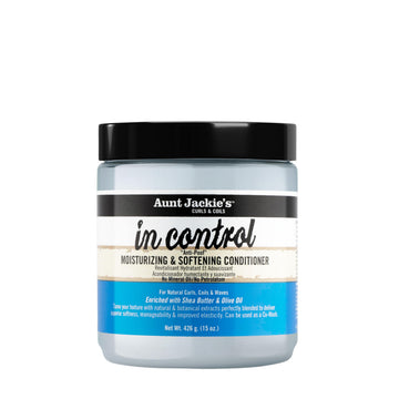 Aunt Jackie's In Control, botella anti-poof para controlar frizz y rizos definidos.