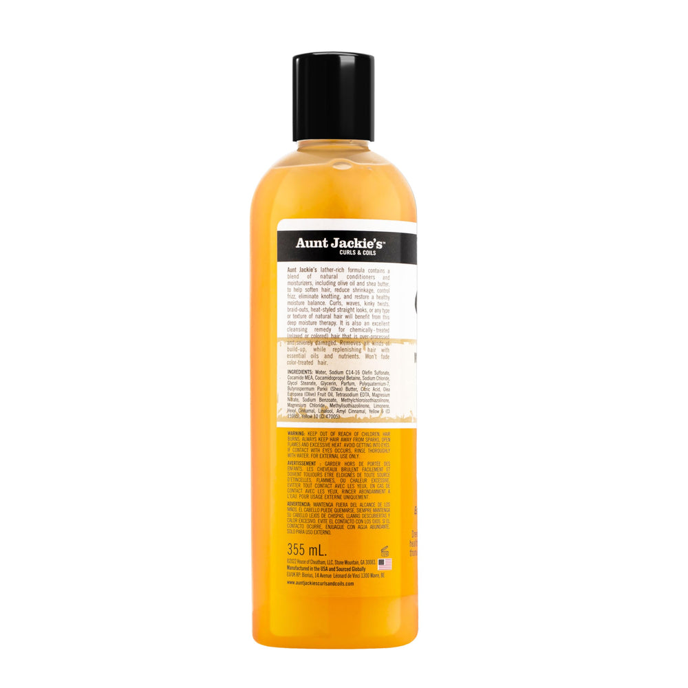 Aunt Jackie's Oh So Clean: masaje suave del cuero cabelludo para relajación durante lavado.