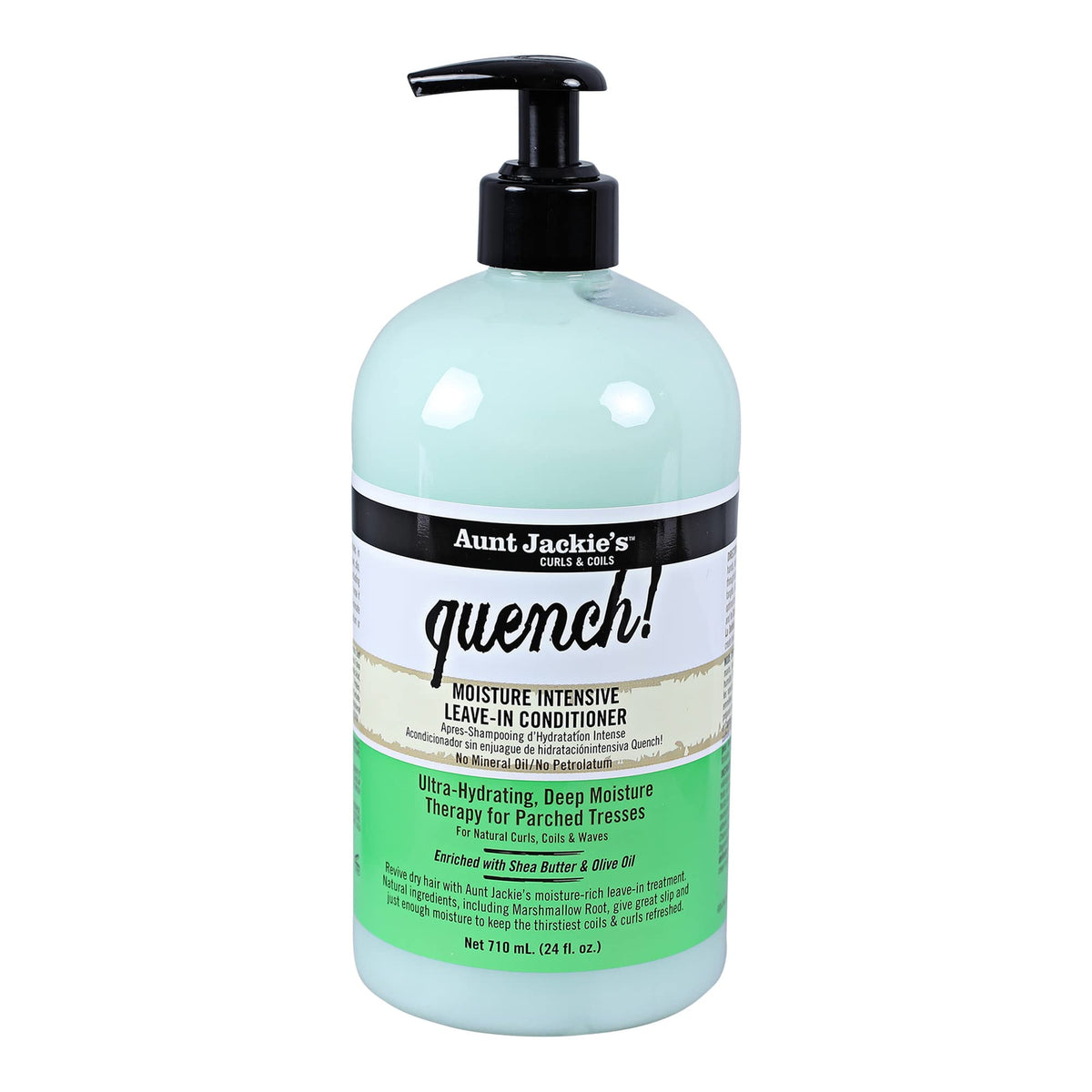 Aunt Jackie's Quench botella 24oz para acondicionar y definir rizos naturalmente.