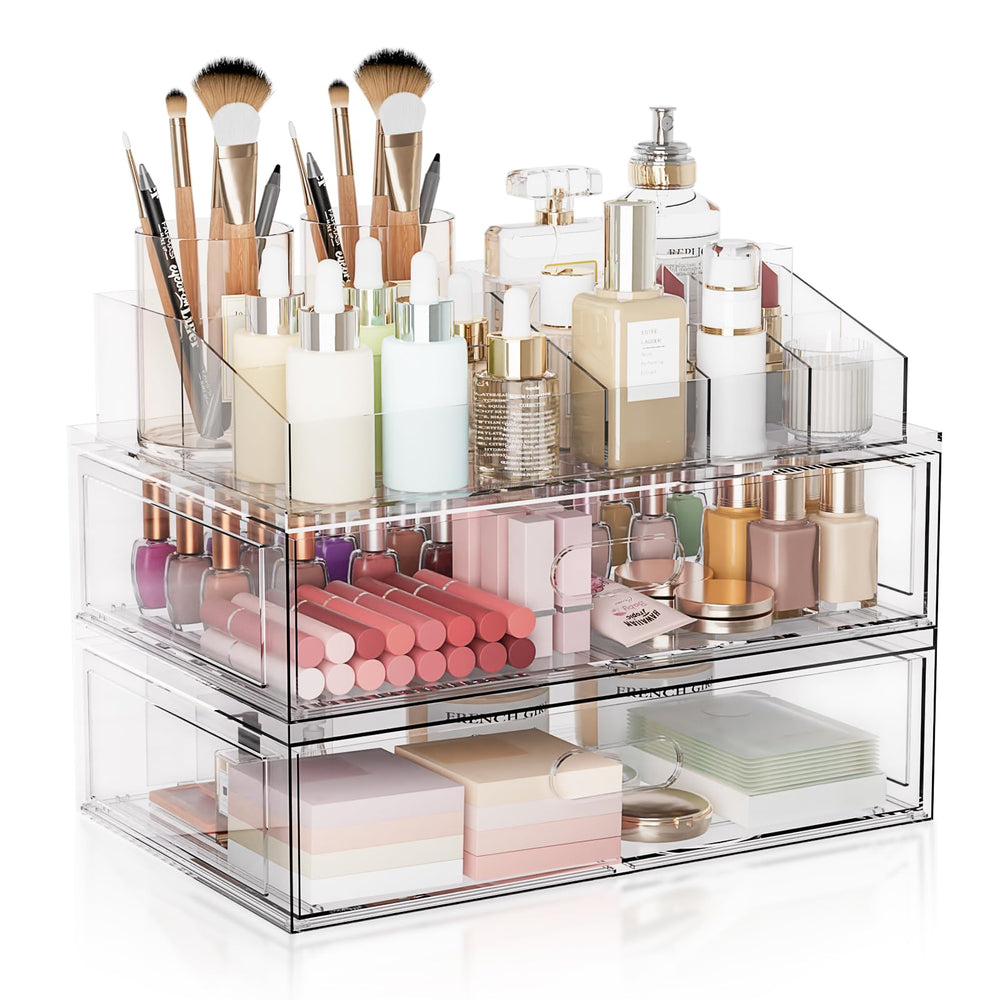 Organizador Aurblozen de maquillaje acrílico con vista clara para acceso rápido y orden.