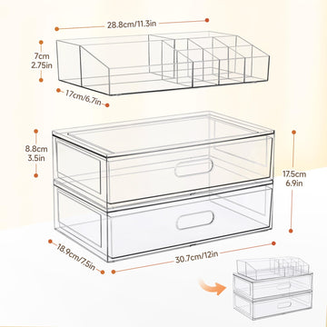 Organizador Aurblozen con transparencia cristalina facilita reconocer productos sin mover.