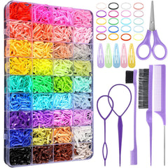 Auroray gomas para cabello 36 colores en caja transparente para peinados coloridos