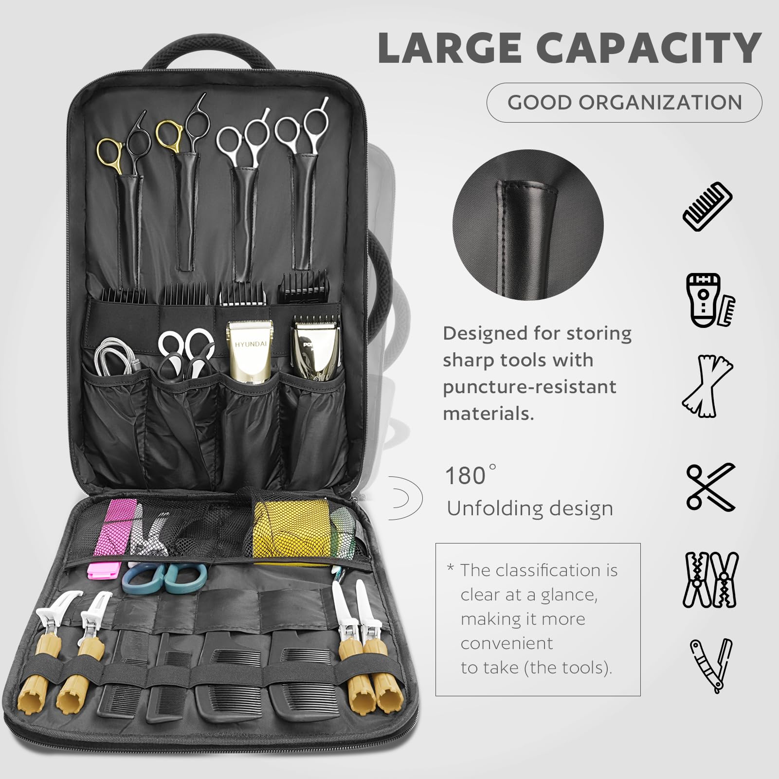 AUROTIER bolsa barbero: capacidad profesional para clippers y secadores.