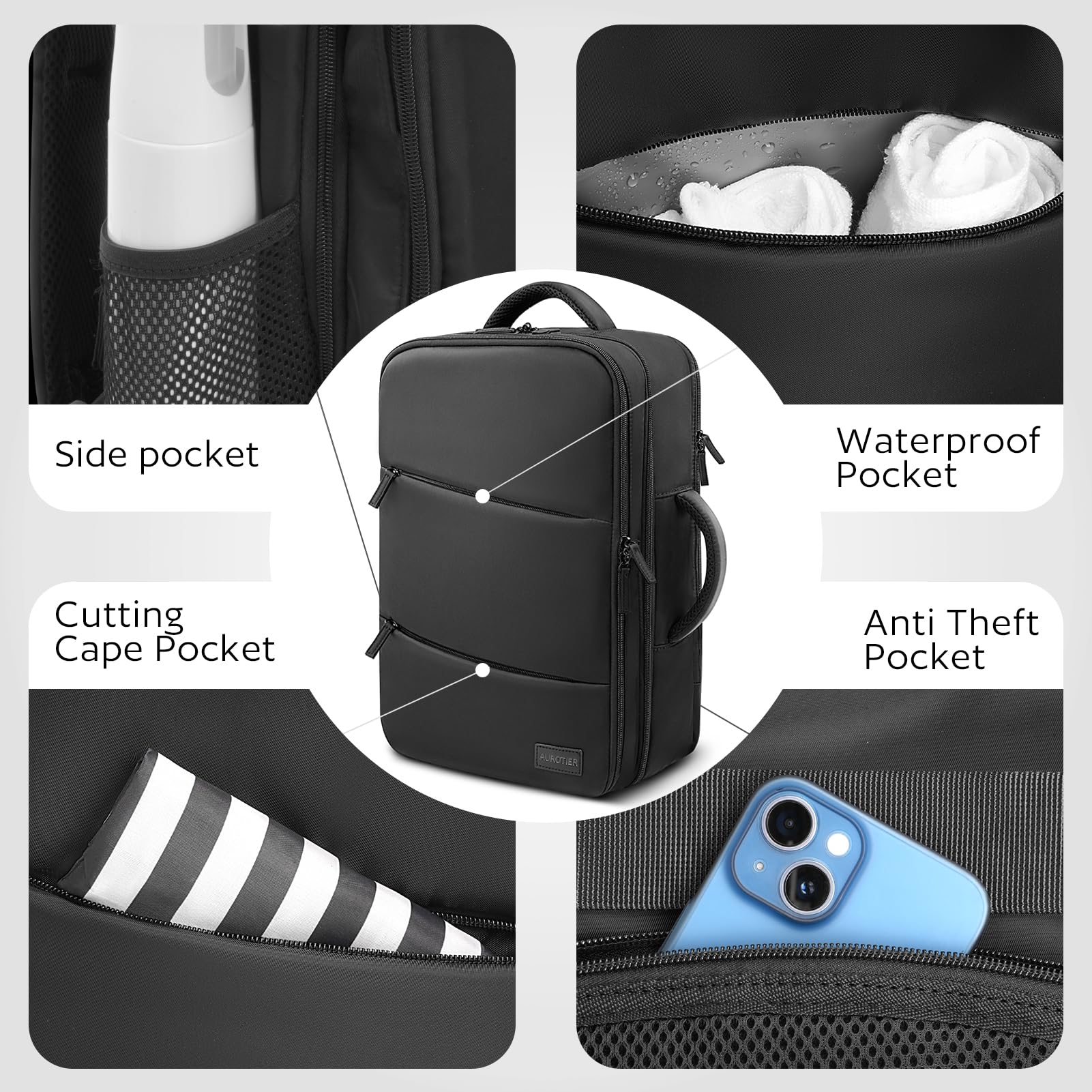 AUROTIER bolsa barbero con compartimento para laptop 15,6 pulgadas.
