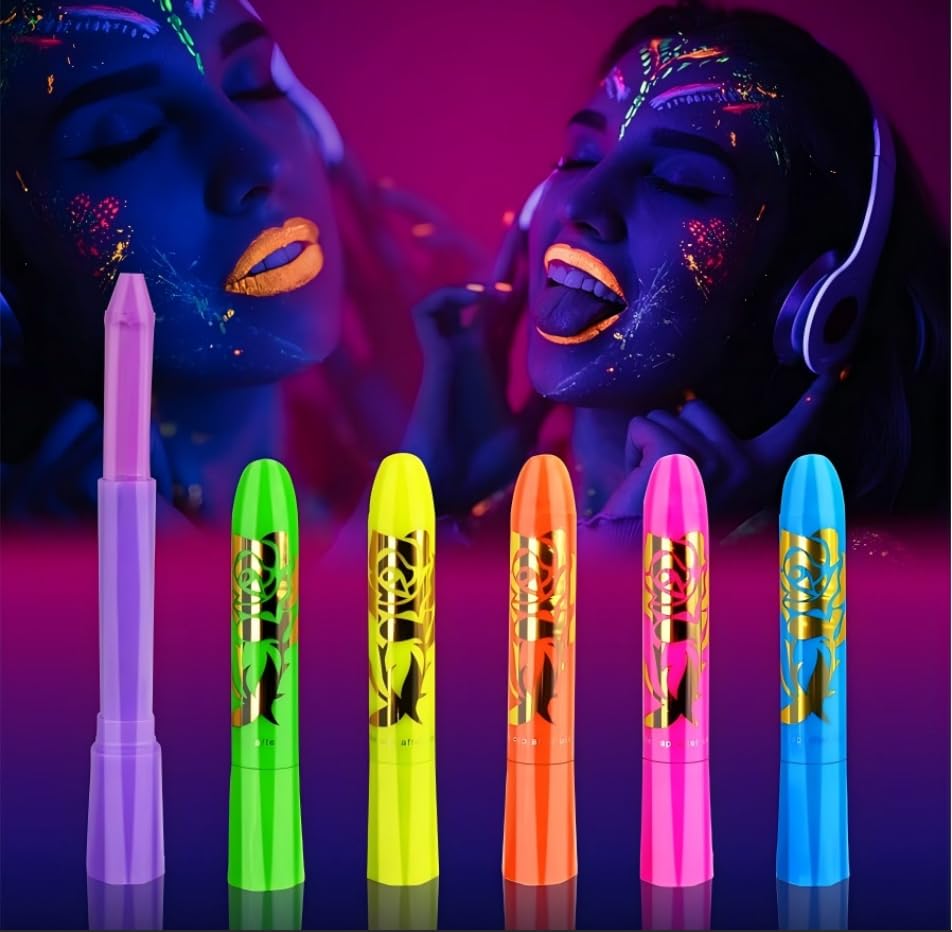 Kit Ausbond de 6 lápices fluorescentes para cuerpo, colores intensos y piel suave