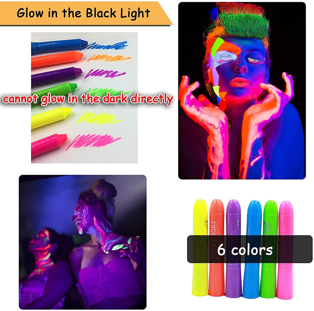 Pintura UV fluorescente para cara de Ausbond, brilla bajo luz negra y se aplica fácil