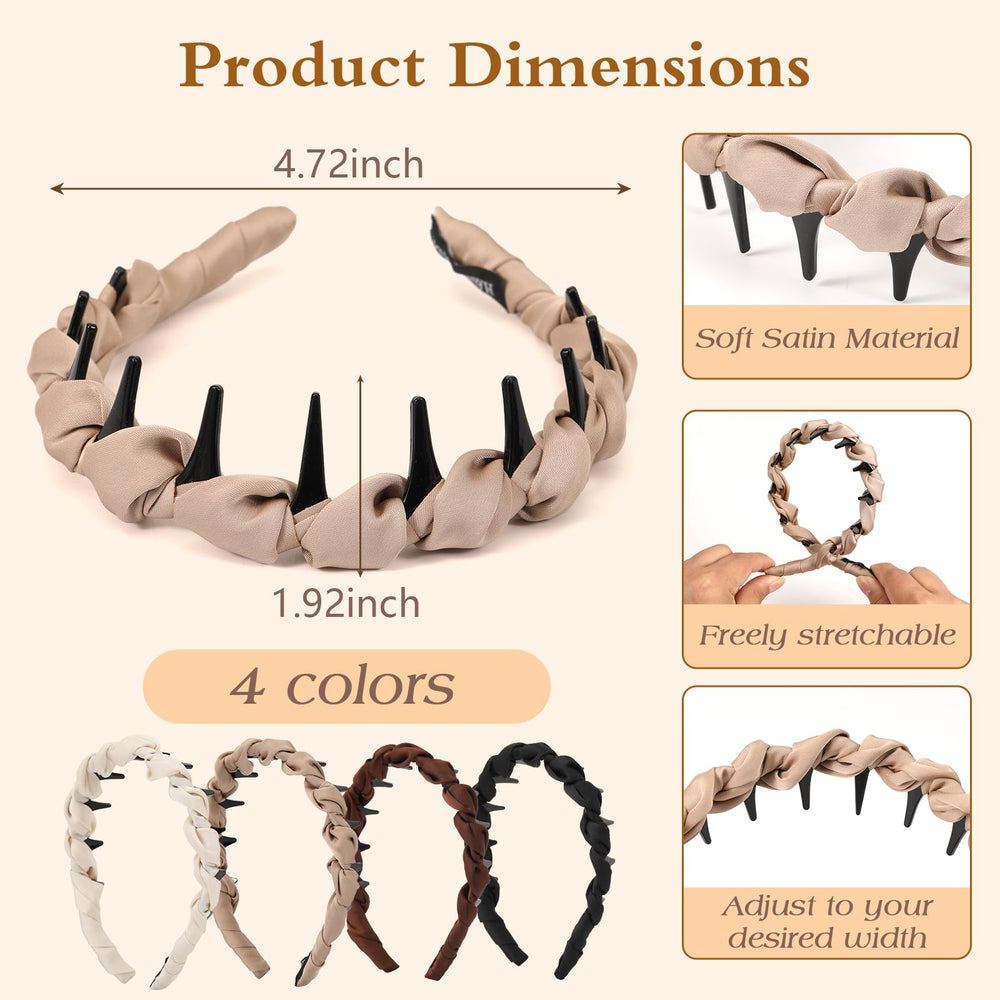 Diadema zig-zag satinada de Auseibeely en champagne para un acabado elegante y cómodo