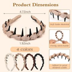 Diadema zig-zag satinada de Auseibeely en champagne para un acabado elegante y cómodo