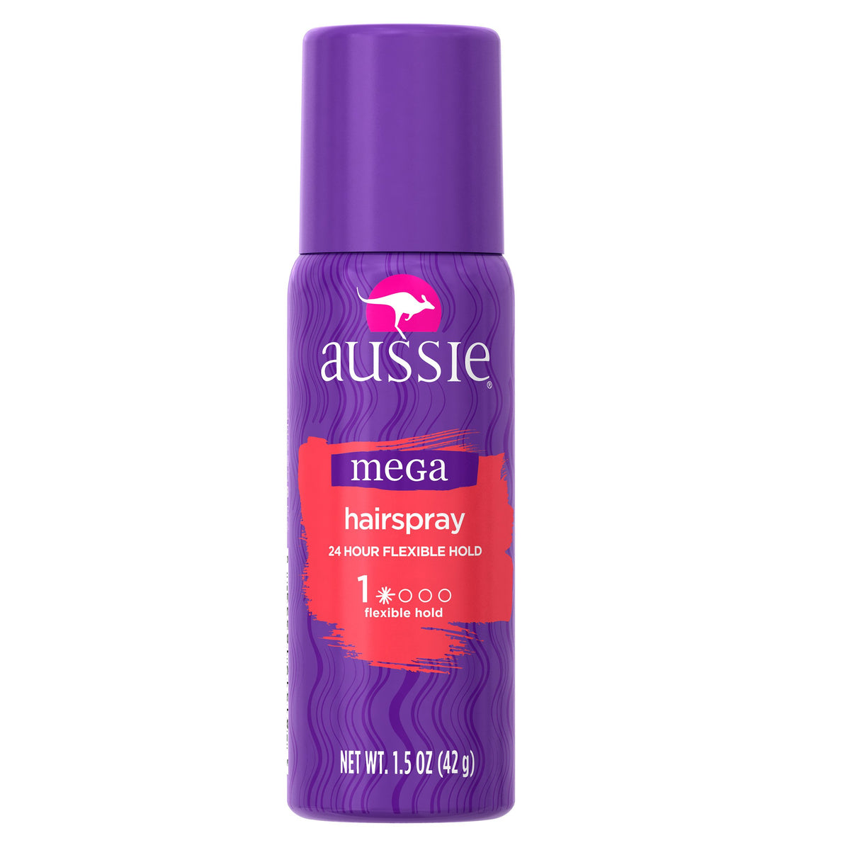 Aussie Mega Hairspray en tamaño viaje de 44 ml para retoques sobre la marcha.