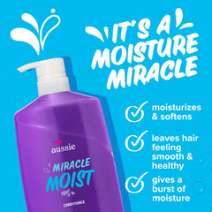 Aussie Miracle Moist textura cremosa que facilita peinar y suaviza el cabello