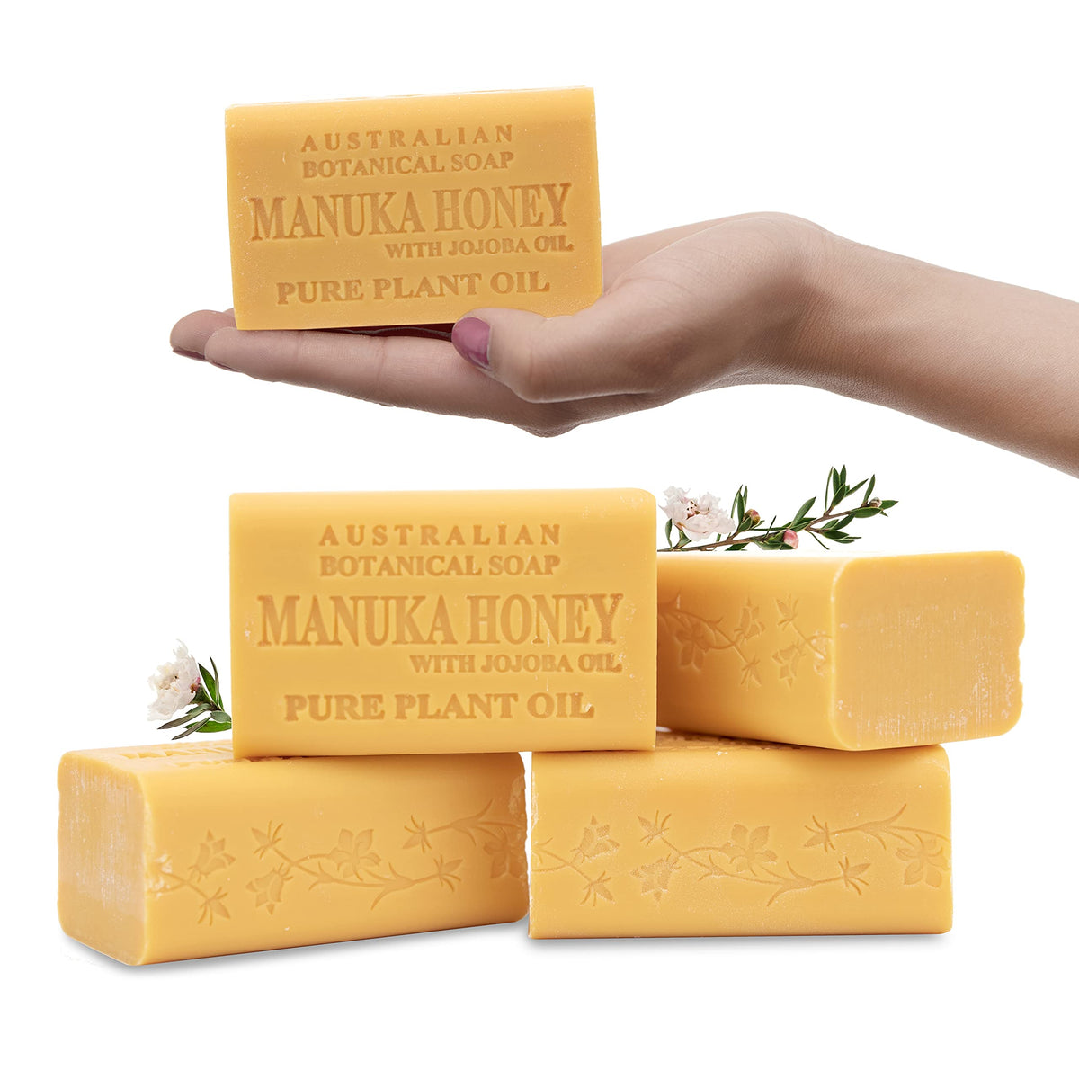 Australian Botanical Soap barra jabon Manuka con miel y jojoba, limpieza suave para la piel