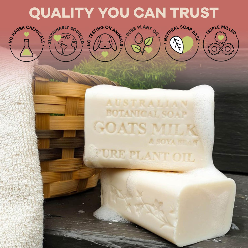 Australian Botanical Soap jabón de triple molido con textura lujosa para la piel.