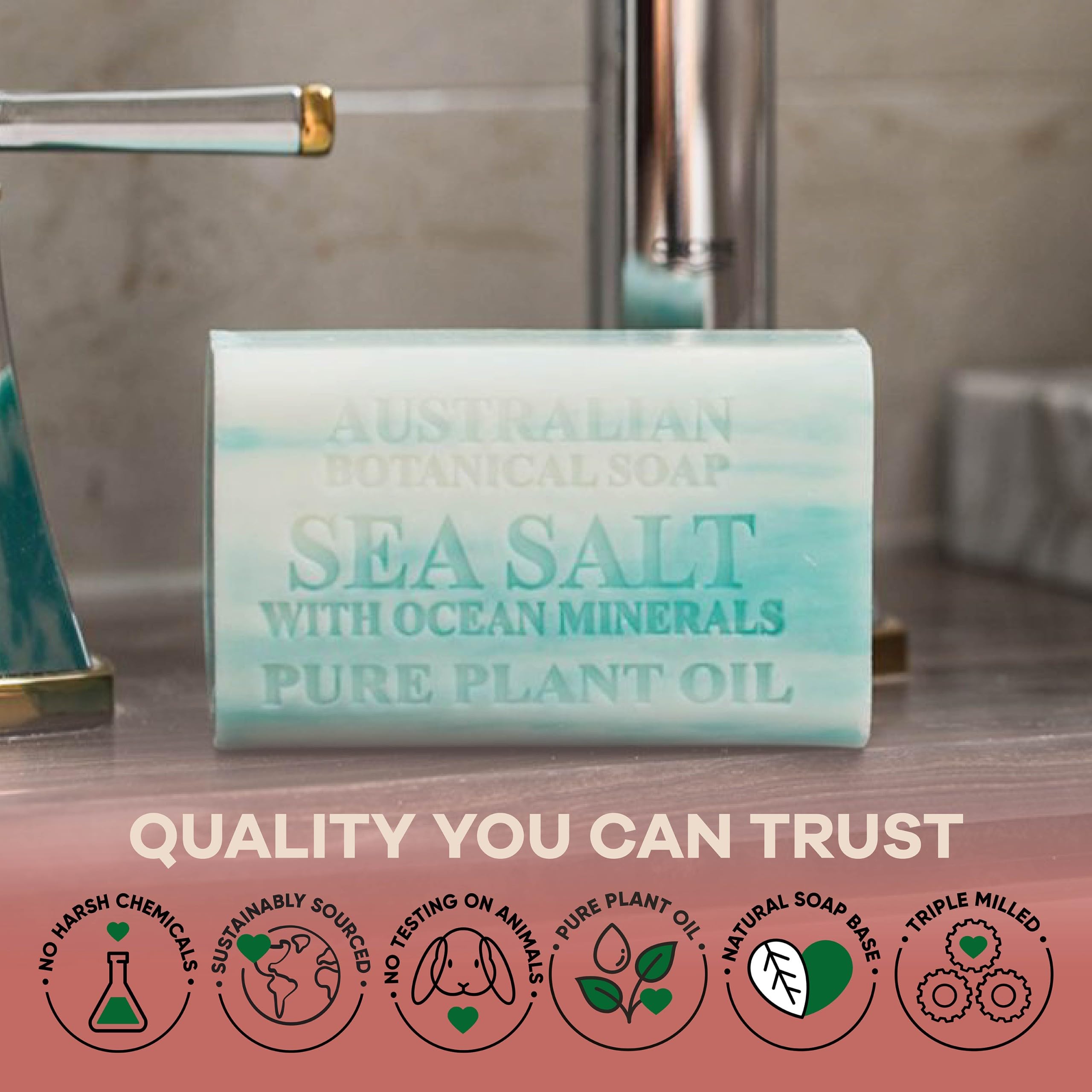 Australian Botanical Soap – huiles végétales durables, sans SLS et sans EDTA.
