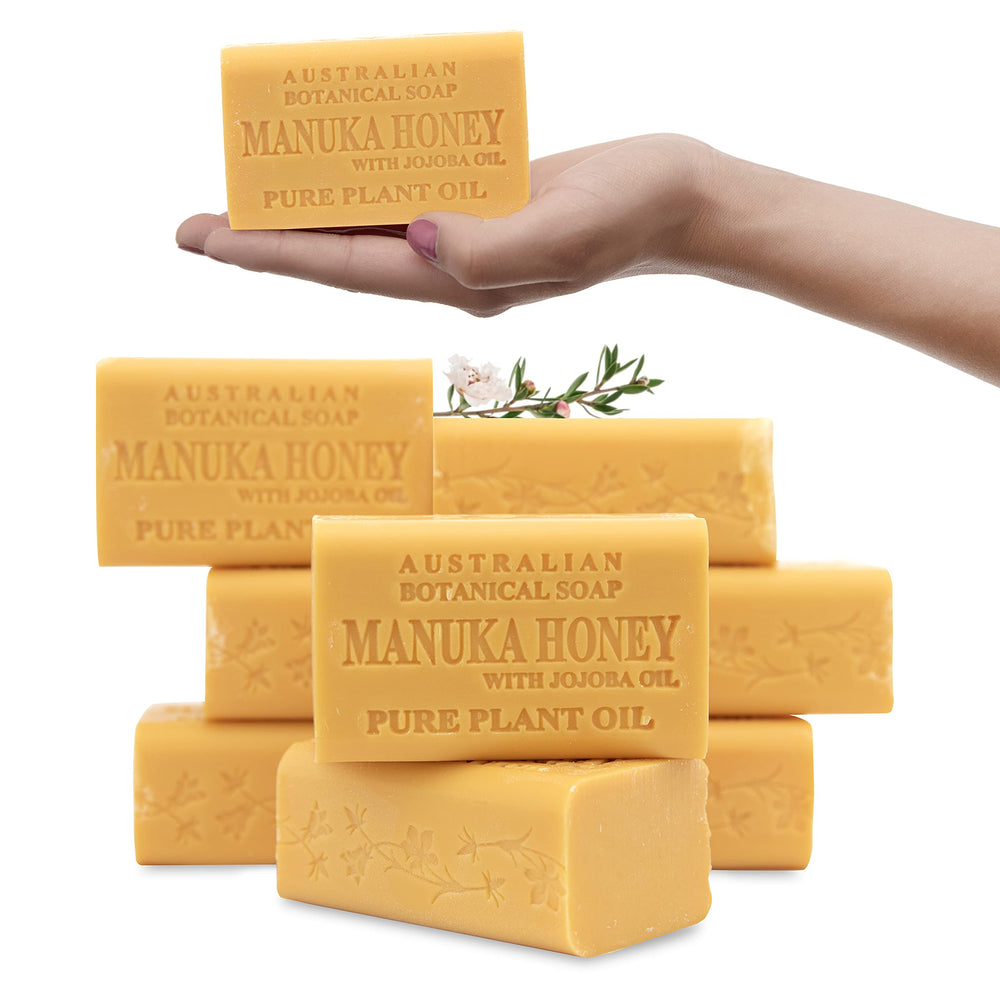 Australian Botanical Soap Manuka Miel barra: limpieza suave para cara y cuerpo.