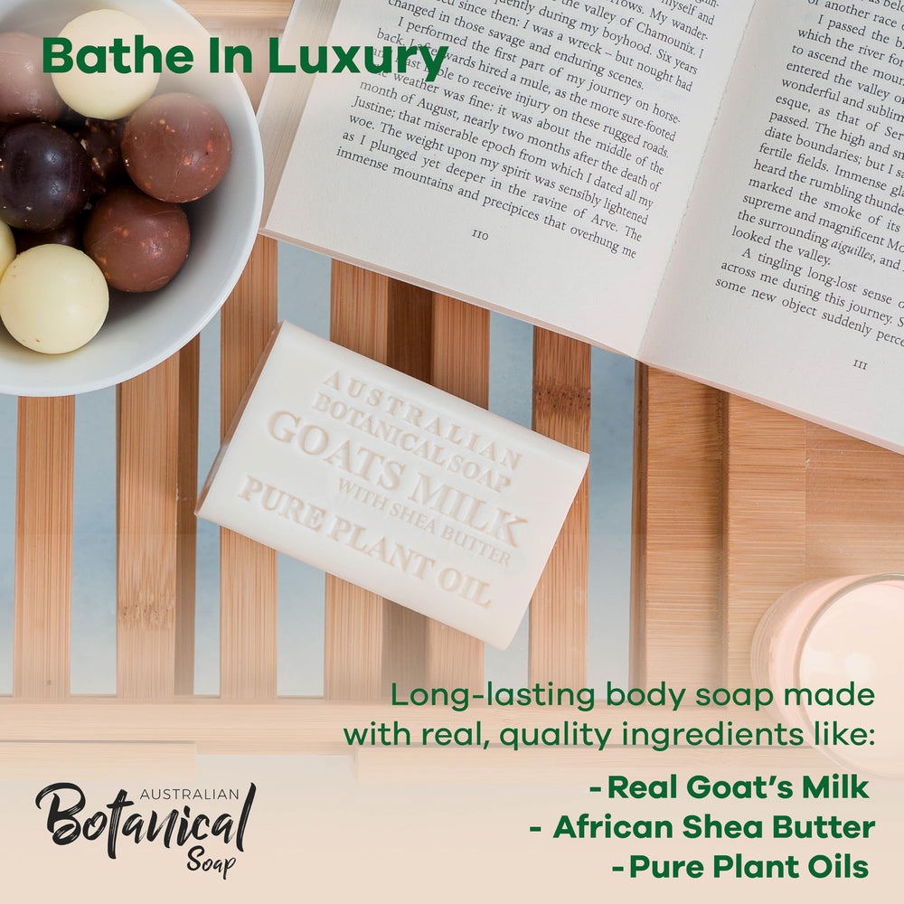 Australian Botanical Soap Shea Butter detail emphasizes rich moisturization for skin