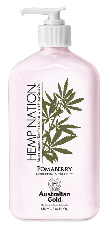 Australian Gold Hemp Nation extensor de bronceado Pomaberry para piel hidratada y suave