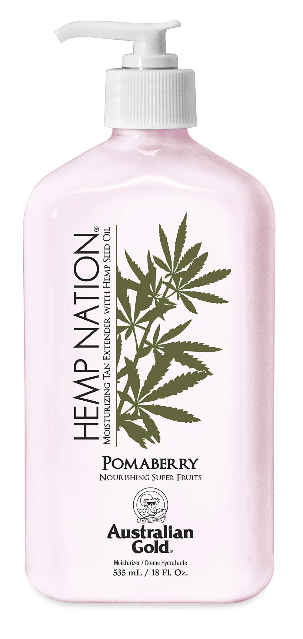 Australian Gold Hemp Nation extensor de bronceado Pomaberry para piel hidratada y suave