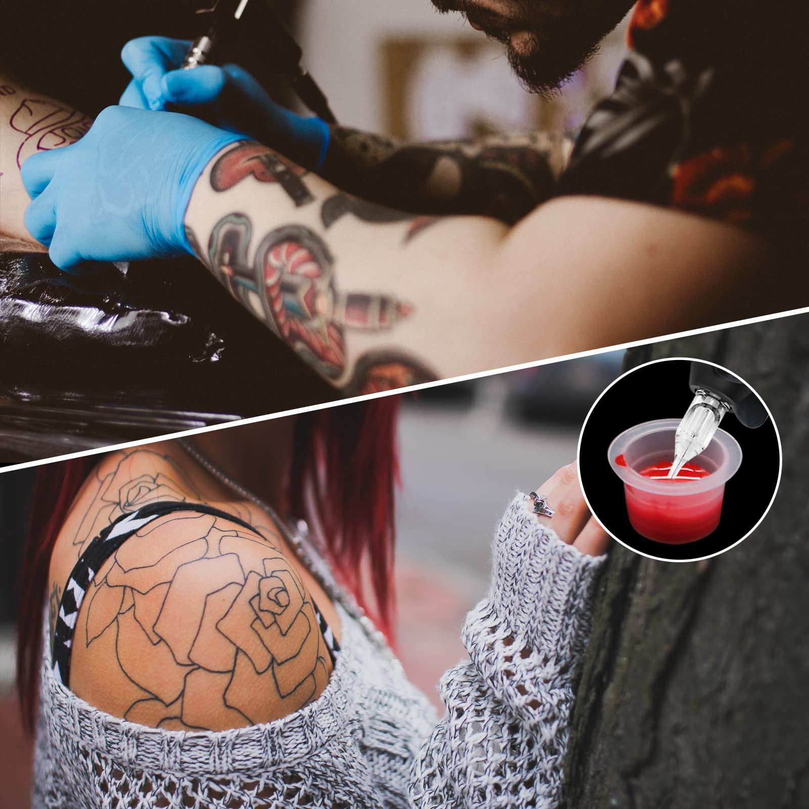 Autdor recipientes tinta tatuaje transparentes, ver pigmento y flujo.