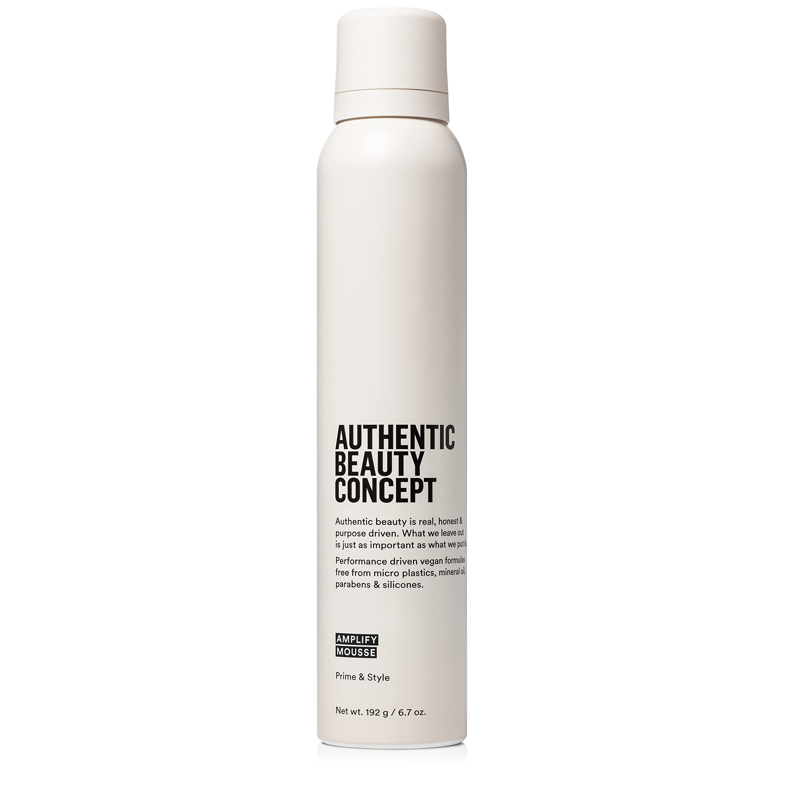 Amplify Mousse d'Authentic Beauty Concept – bouteille et texture légère pour volume naturel