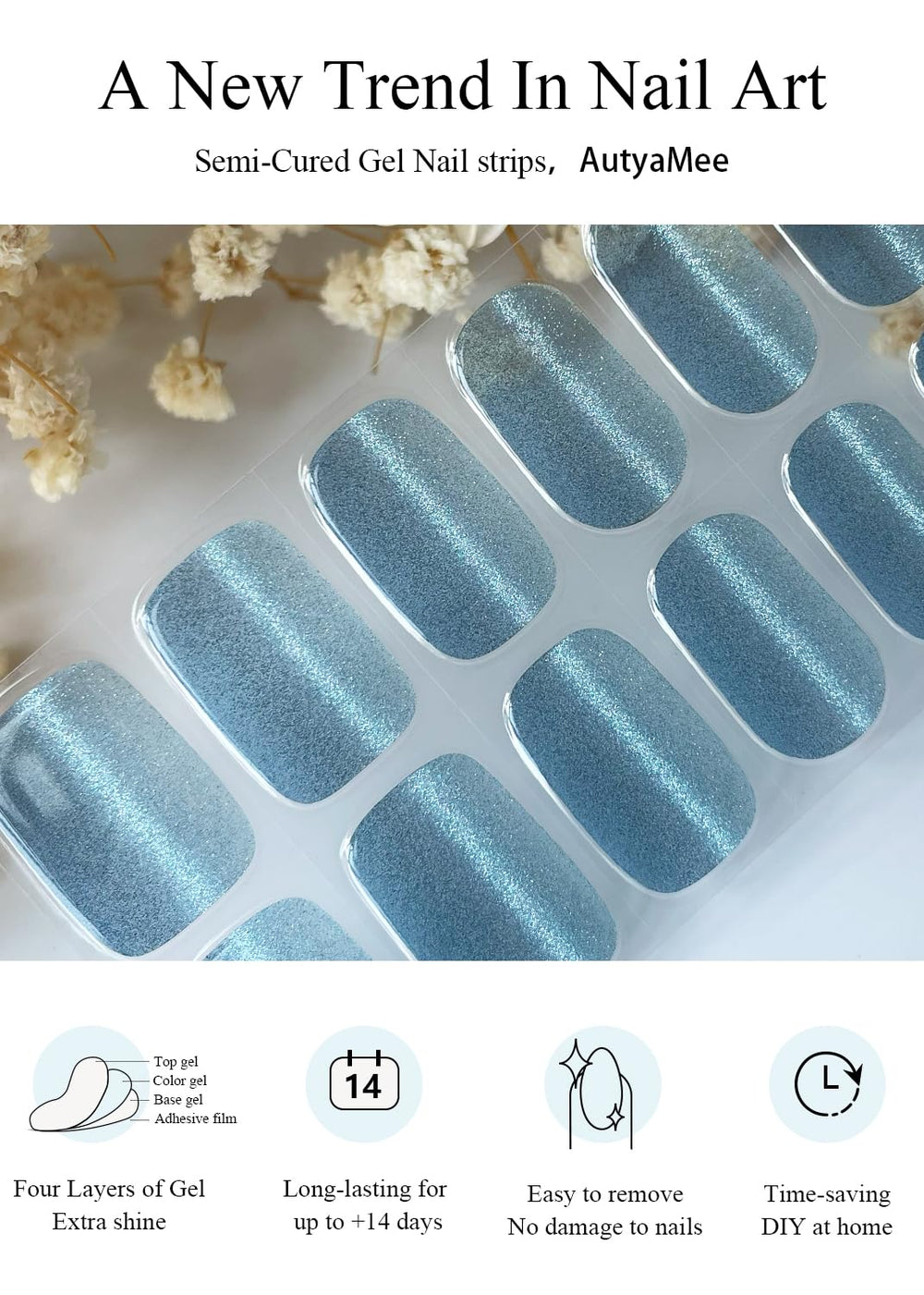 AutyaMee acabado brillante y suave para uñas con aspecto profesional