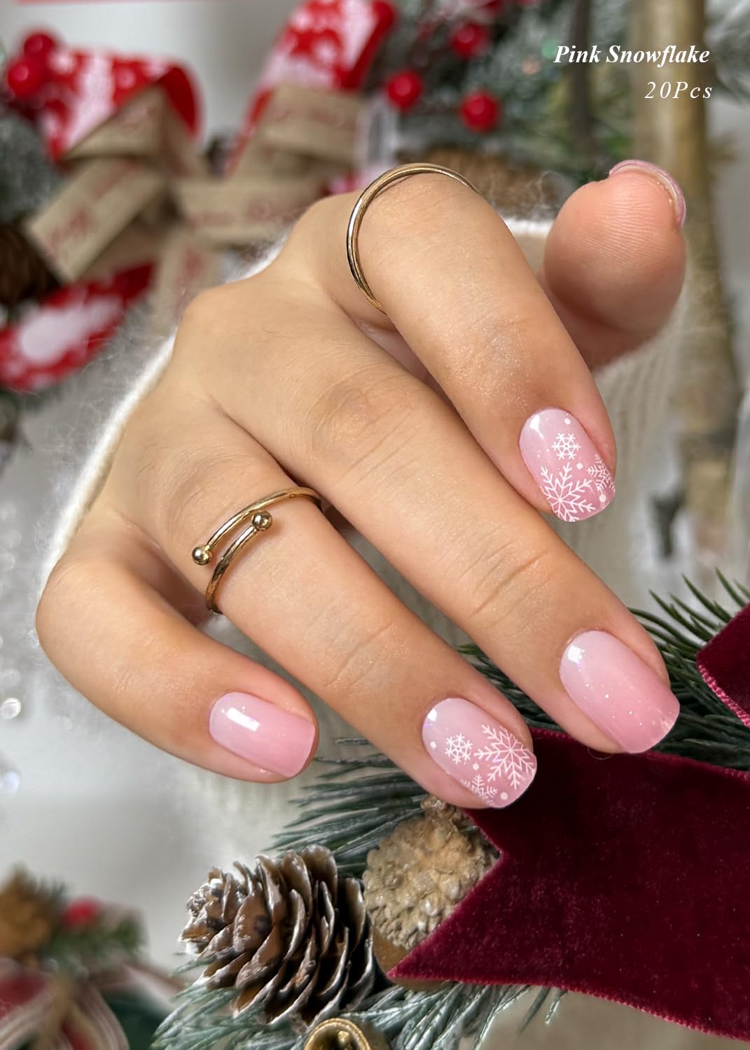AutyaMee conjunto uñas gel semi-curadas Navidad, veinte piezas, fáciles de usar
