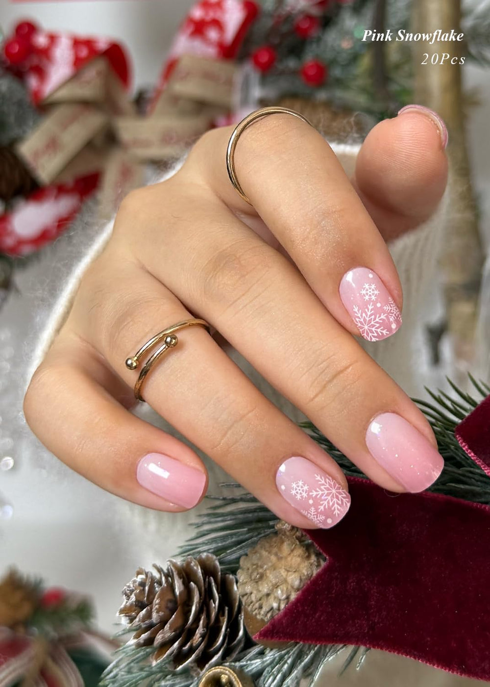 AutyaMee conjunto uñas gel semi-curadas Navidad, veinte piezas, fáciles de usar