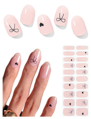AutyaMee tiras gel negras con lazo para uñas elegantes.