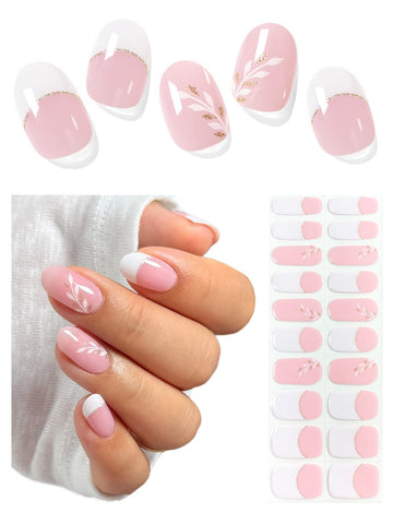 AutyaMee tiras gel semi-curado blanco flor para manicura duradera.