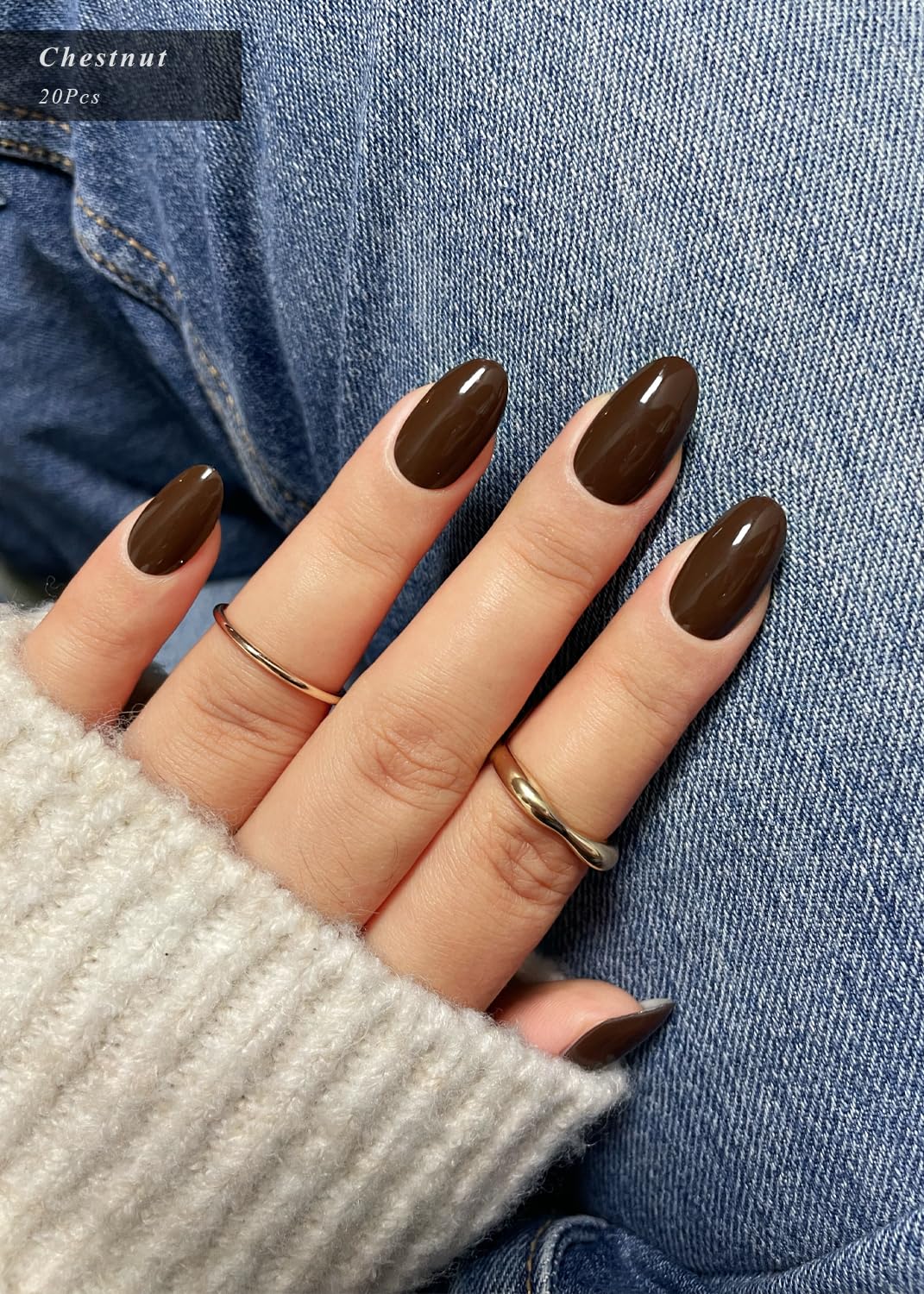 AutyaMee set de 20 tiras gel Chestnut para uñas de aspecto profesional.