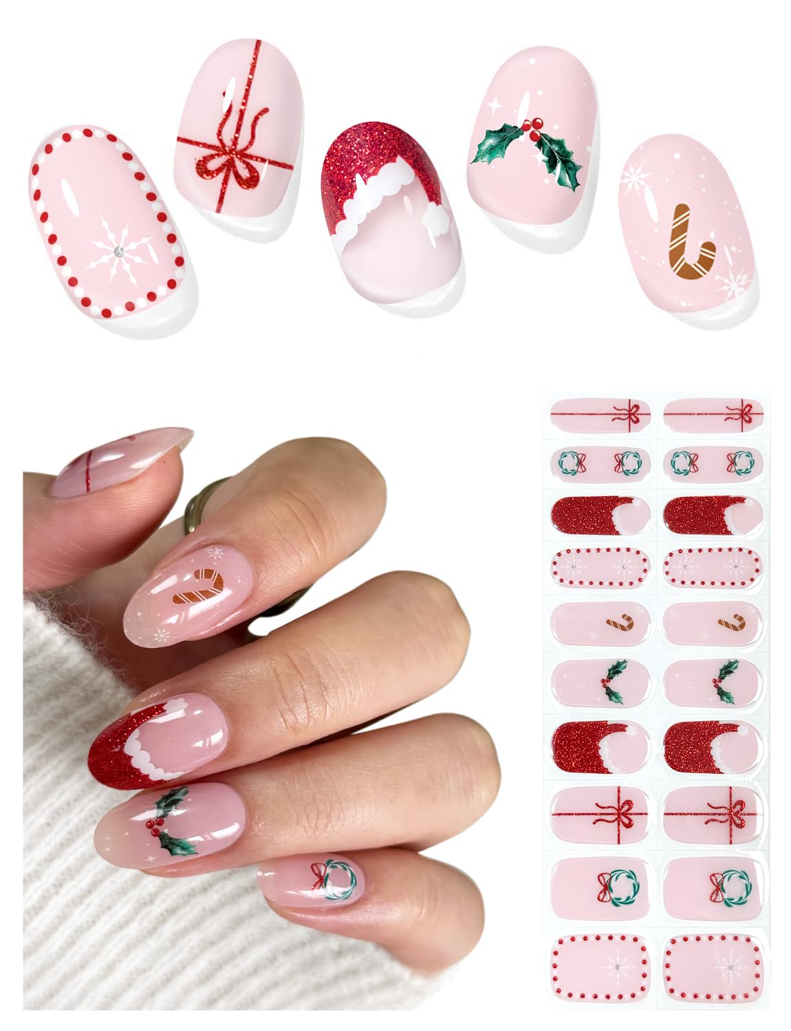 AutyaMee sombrero de Santa rojo, ideal para uñas festivas de Navidad.