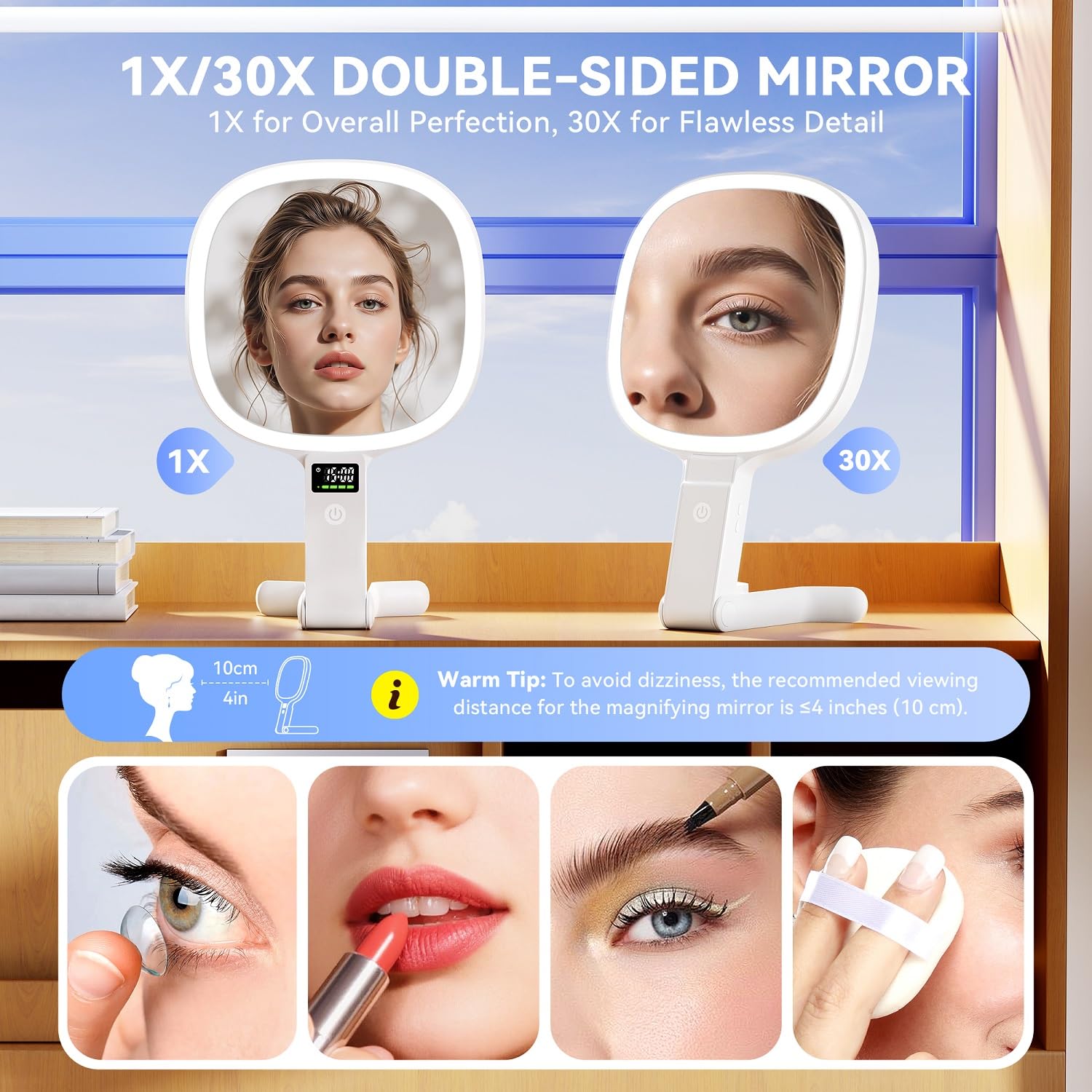 Auxmir iluminación LED en tres temperaturas para maquillaje cómodo