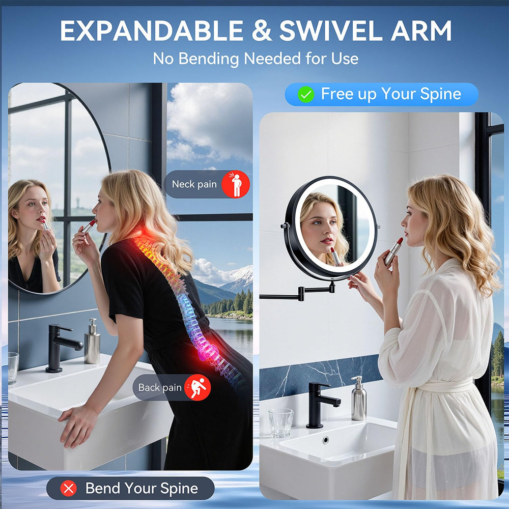 Auxmir espejo con brazo extendible y rotación de 360 para versatilidad