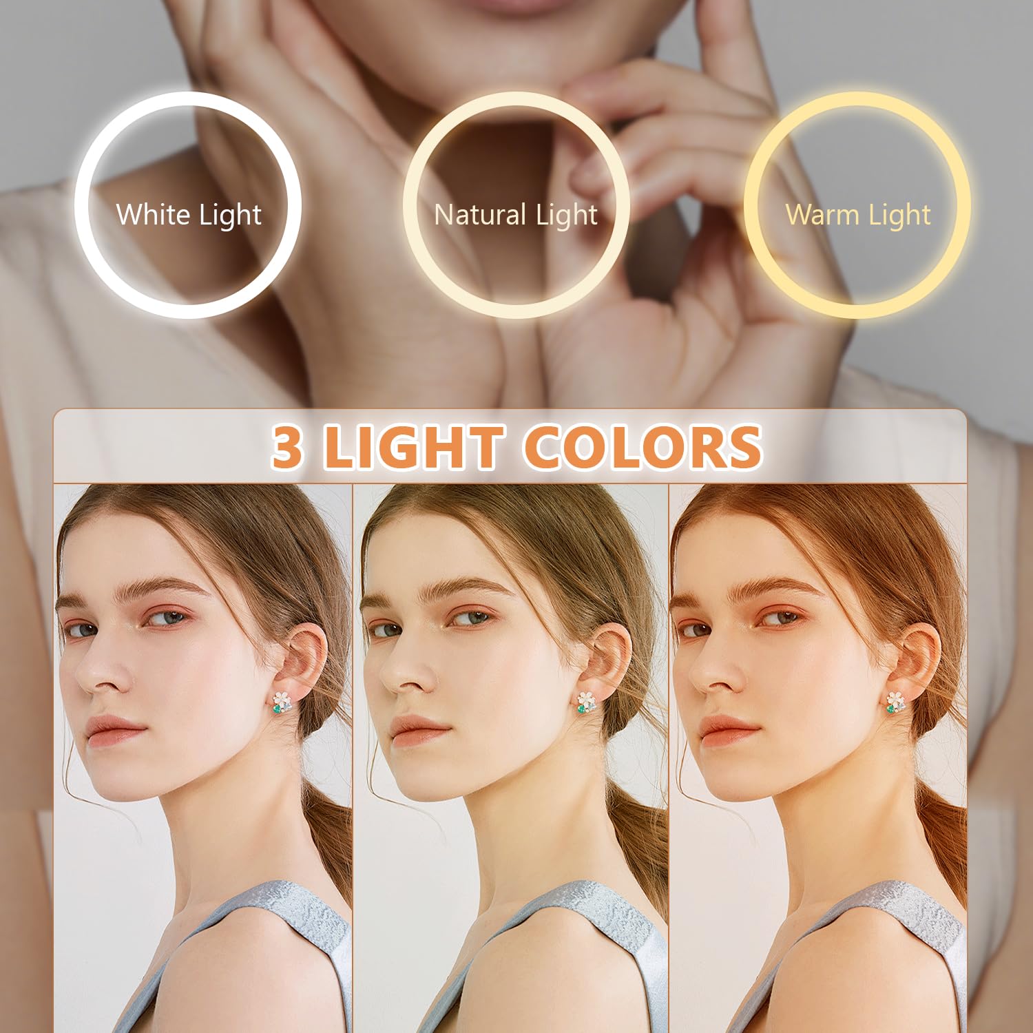Auxmir Espejo con tres tonos de luz para diferentes ambientes de maquillaje