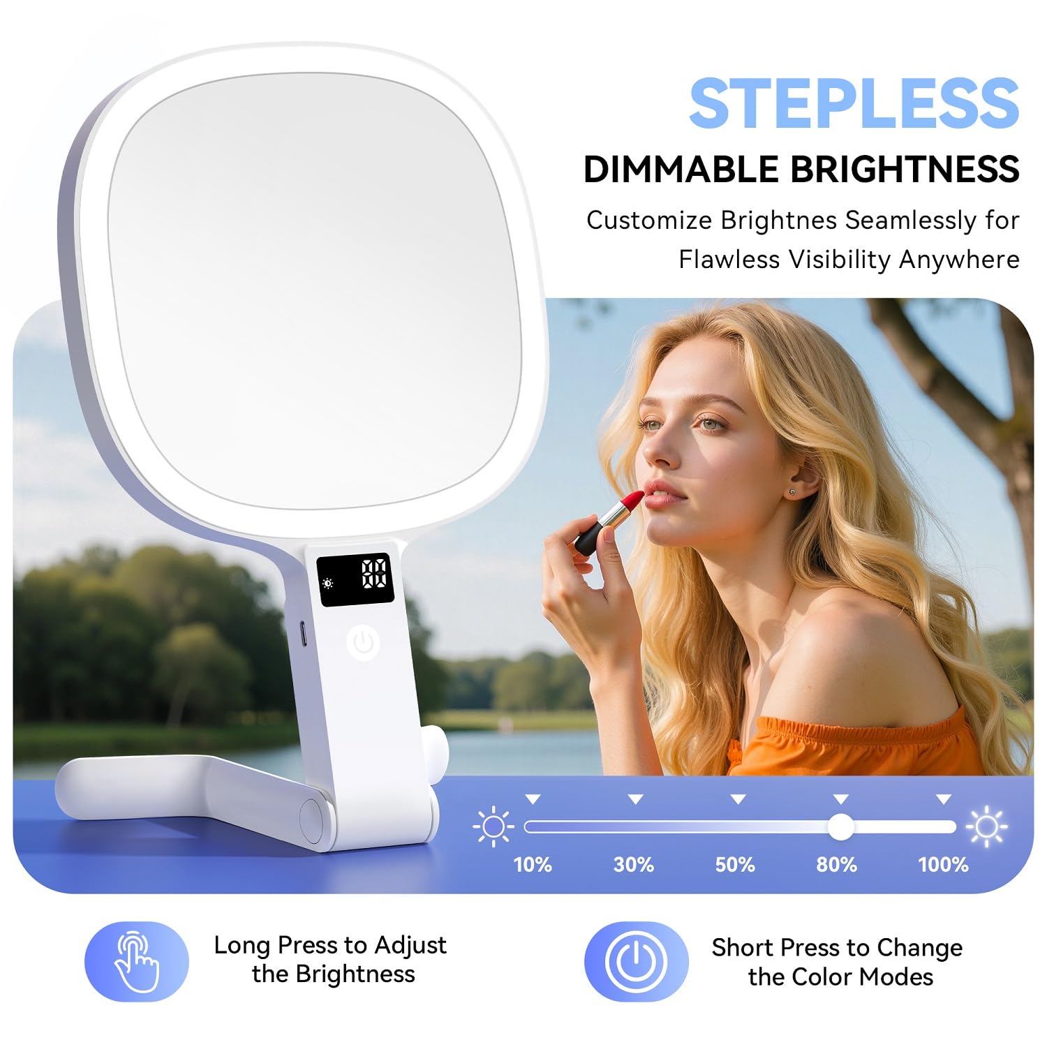 Auxmir pantalla LED muestra batería y hora para viaje