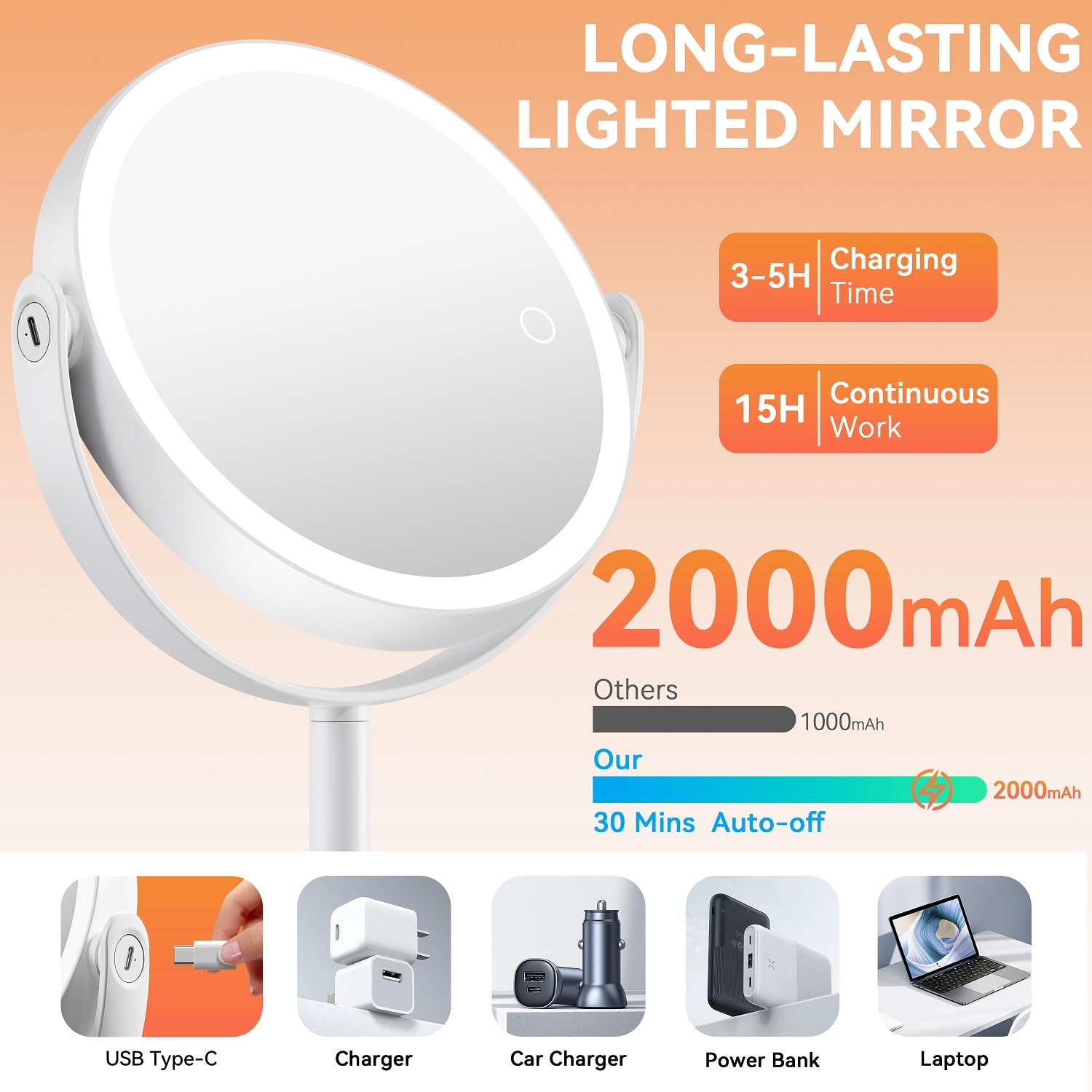 Auxmir Miroir détachable et portable, parfait pour voyager.