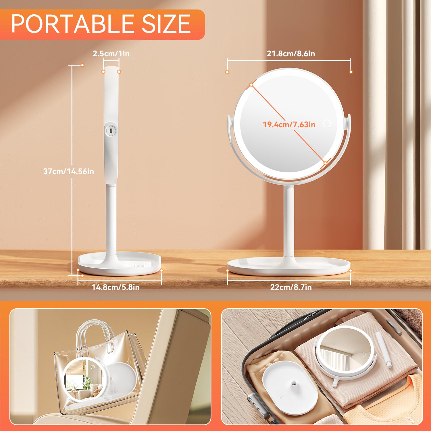 Auxmir Miroir avec support intégré pour téléphone.