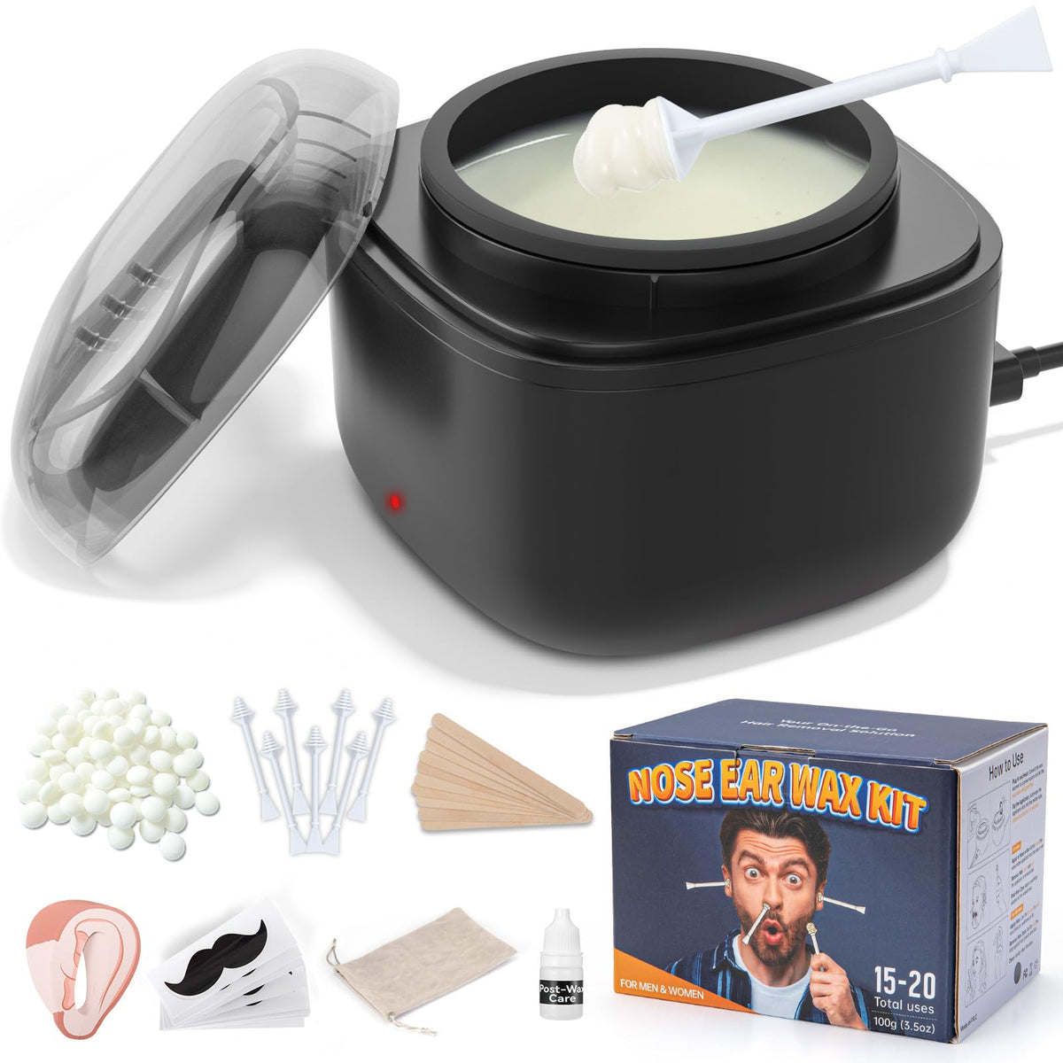 AUZEAL kit de cera para nariz y orejas, calentamiento rápido para uso cómodo en casa