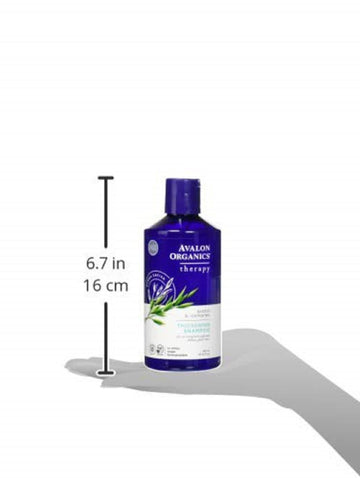 Avalon Organics Champú Engrosador con Biotina y B-Complejo, presentación en estante.