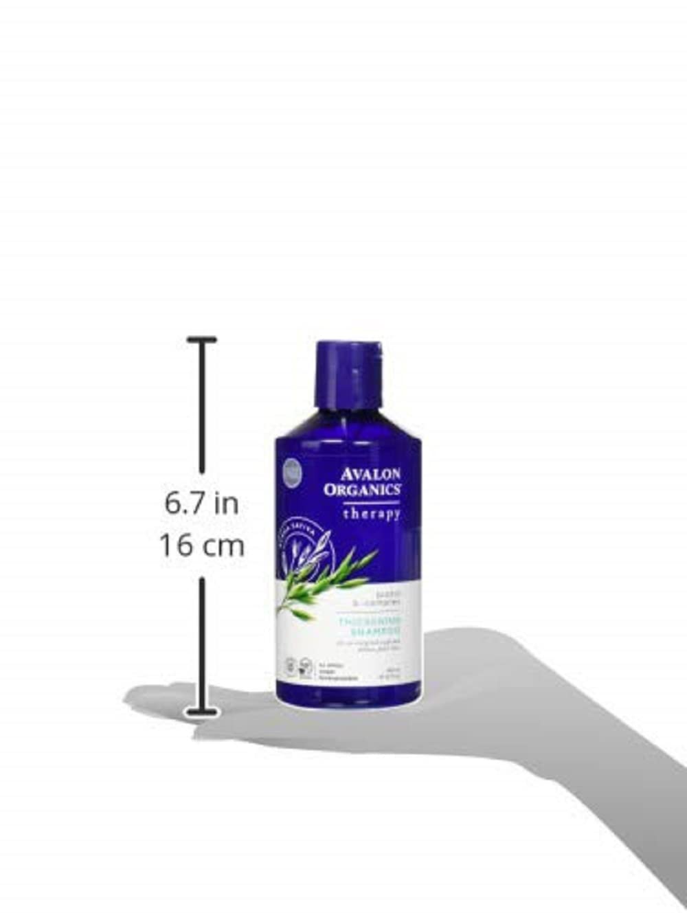 Avalon Organics Champú Engrosador con Biotina y B-Complejo, presentación en estante.