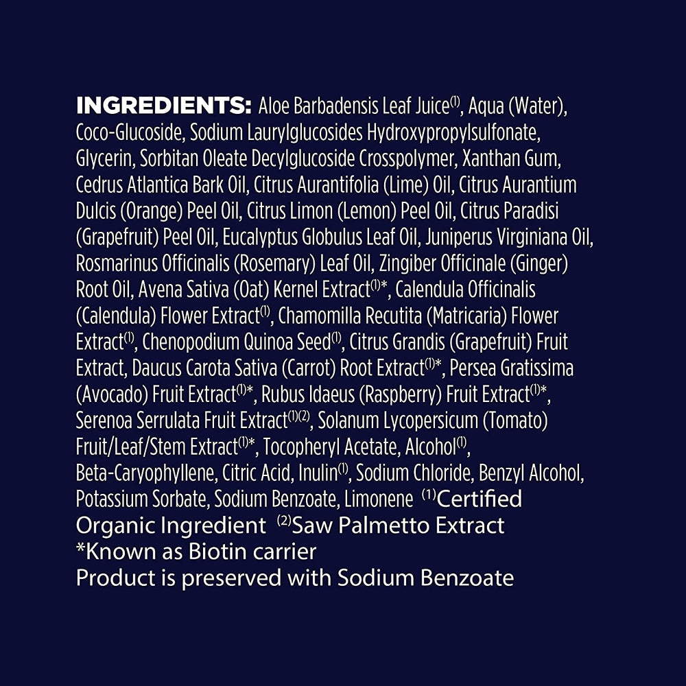 Avalon Organics Champú Engrosador con Biotina y B-Complejo, uso diario recomendado para cabello fino.