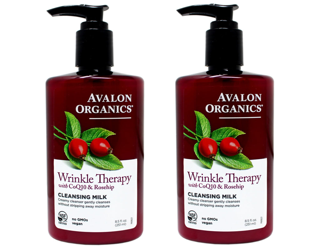 Avalon Organics CoQ10 Lait Nettoyant Visage – thé blanc et tournesol pour une purification délicate.