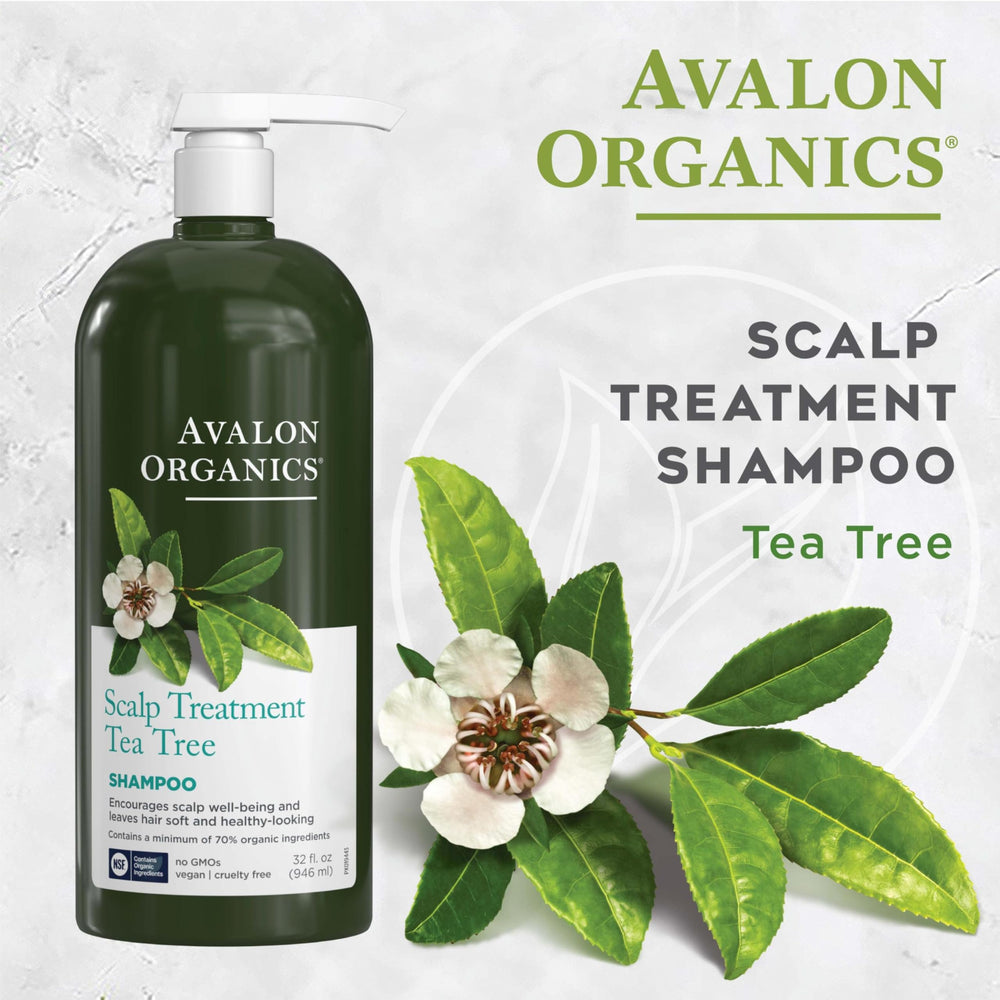 Ingredientes clave: árbol de té, beta-glucano y aloe en Avalon Organics.