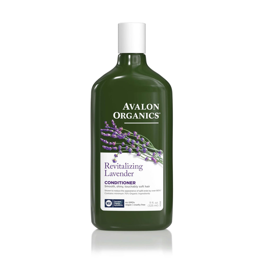 Avalon Organics Acondicionador de Lavanda, botella, suaviza el cabello para uso diario.