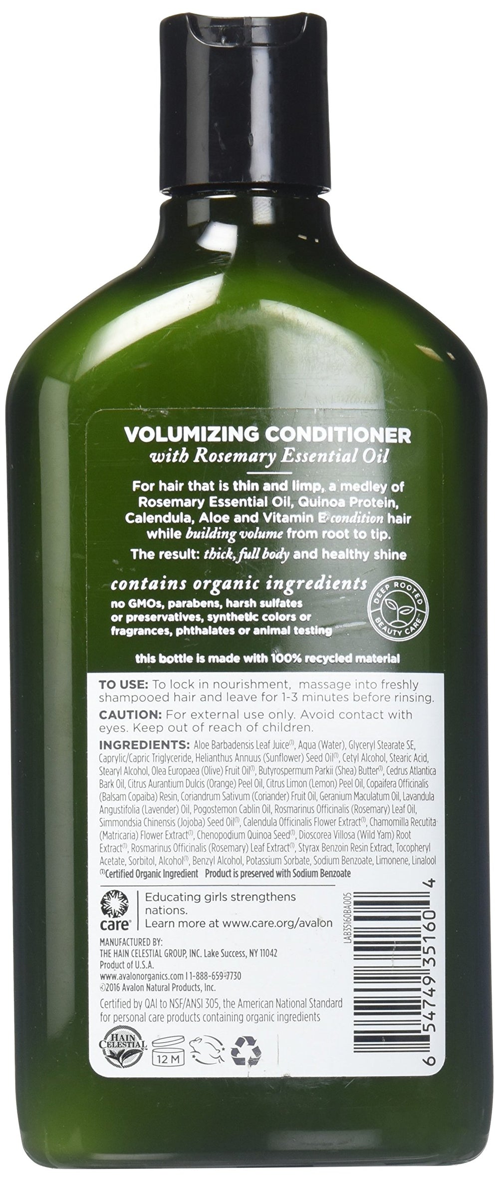 Avalon Organics Romero - cabello brillo: textura sedosa al salir de la ducha.