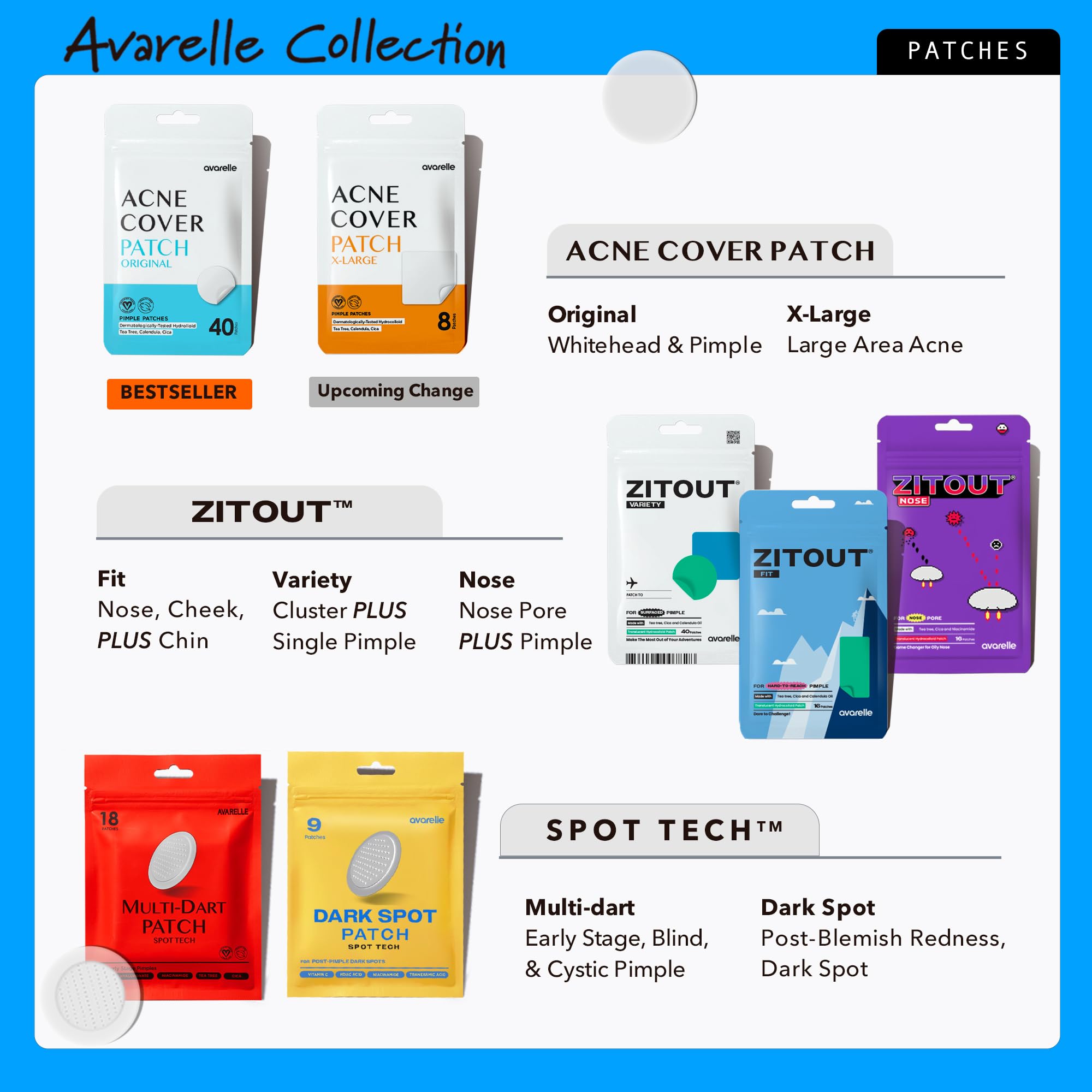 AVARELLE pack de parches nueve unidades