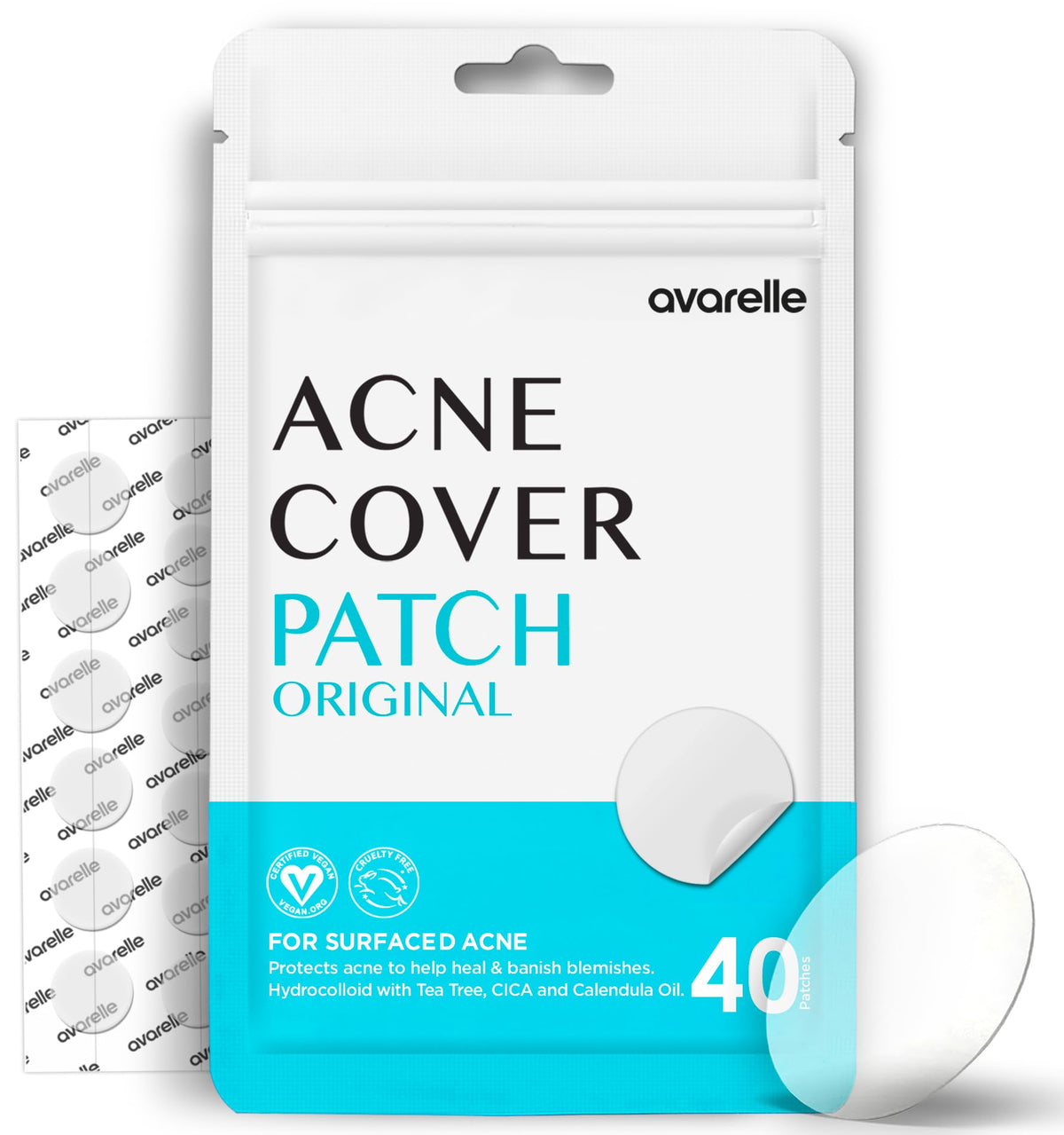 AVARELLE parches acné arbol de te frente: cobertura discreta y absorción rápida