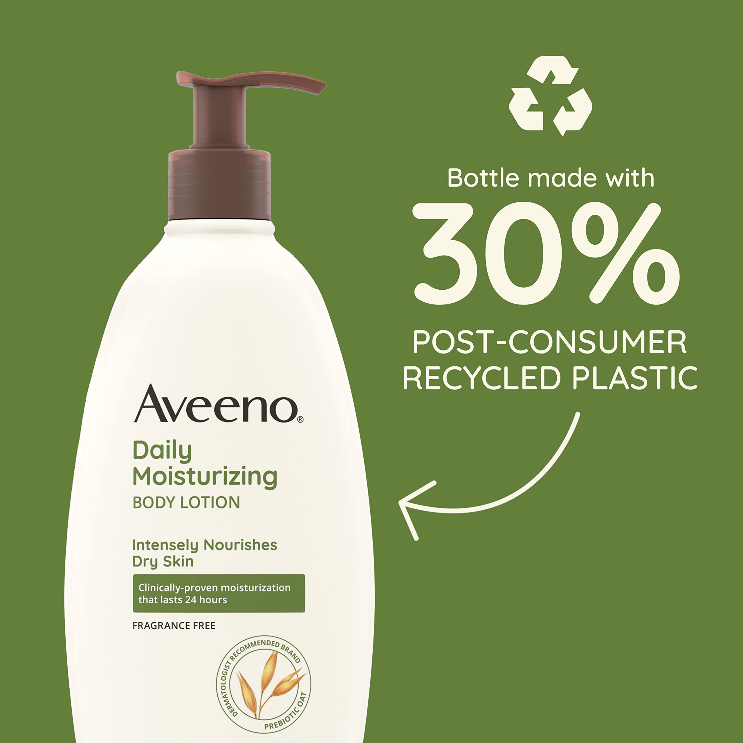 Aveeno loción corporal de absorción rápida sin grasa para uso diario.