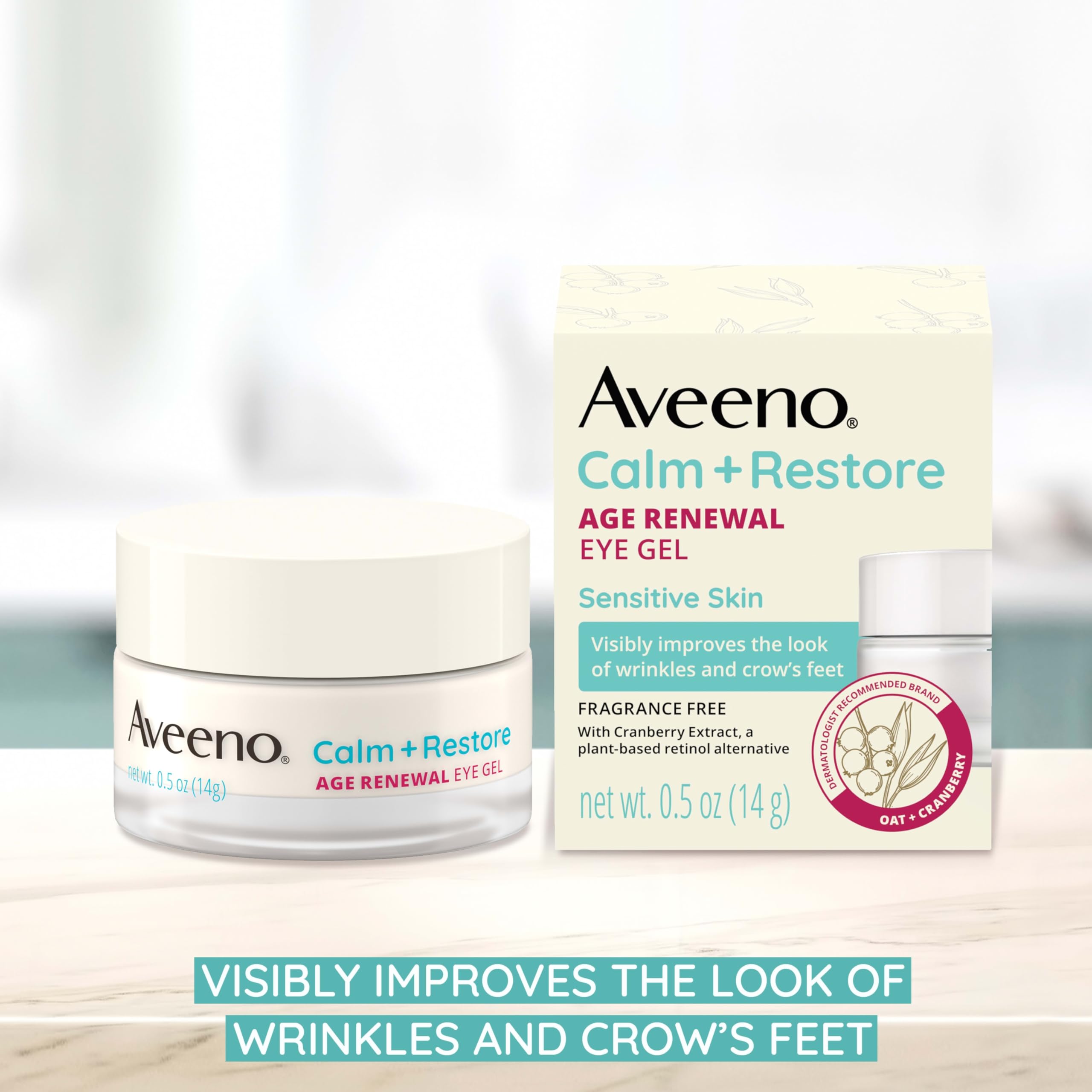 Aveeno con extracto de arándano para el contorno de ojos.