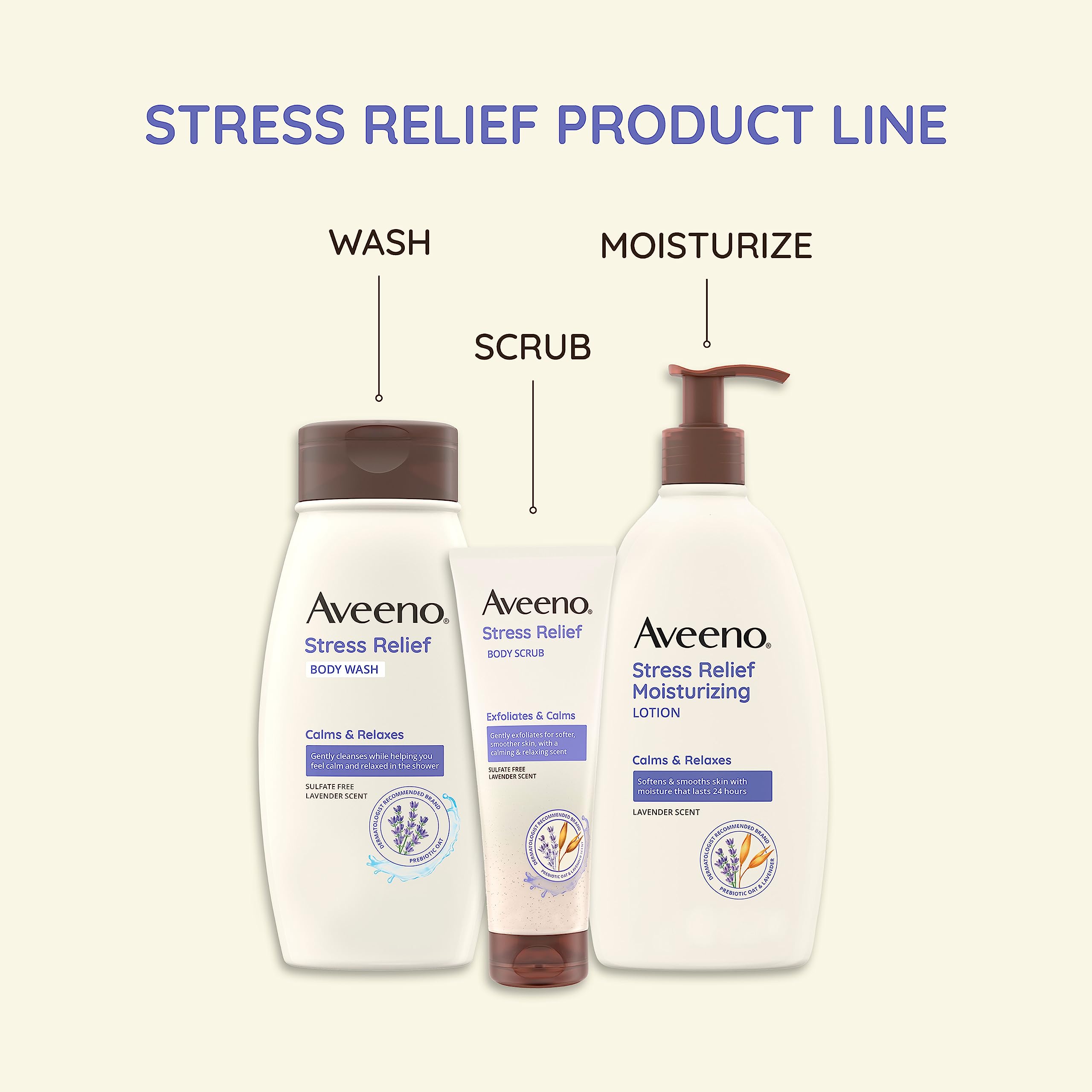 Aveeno con fragancia de lavanda, aroma relajante para iniciar la relajación en la ducha.