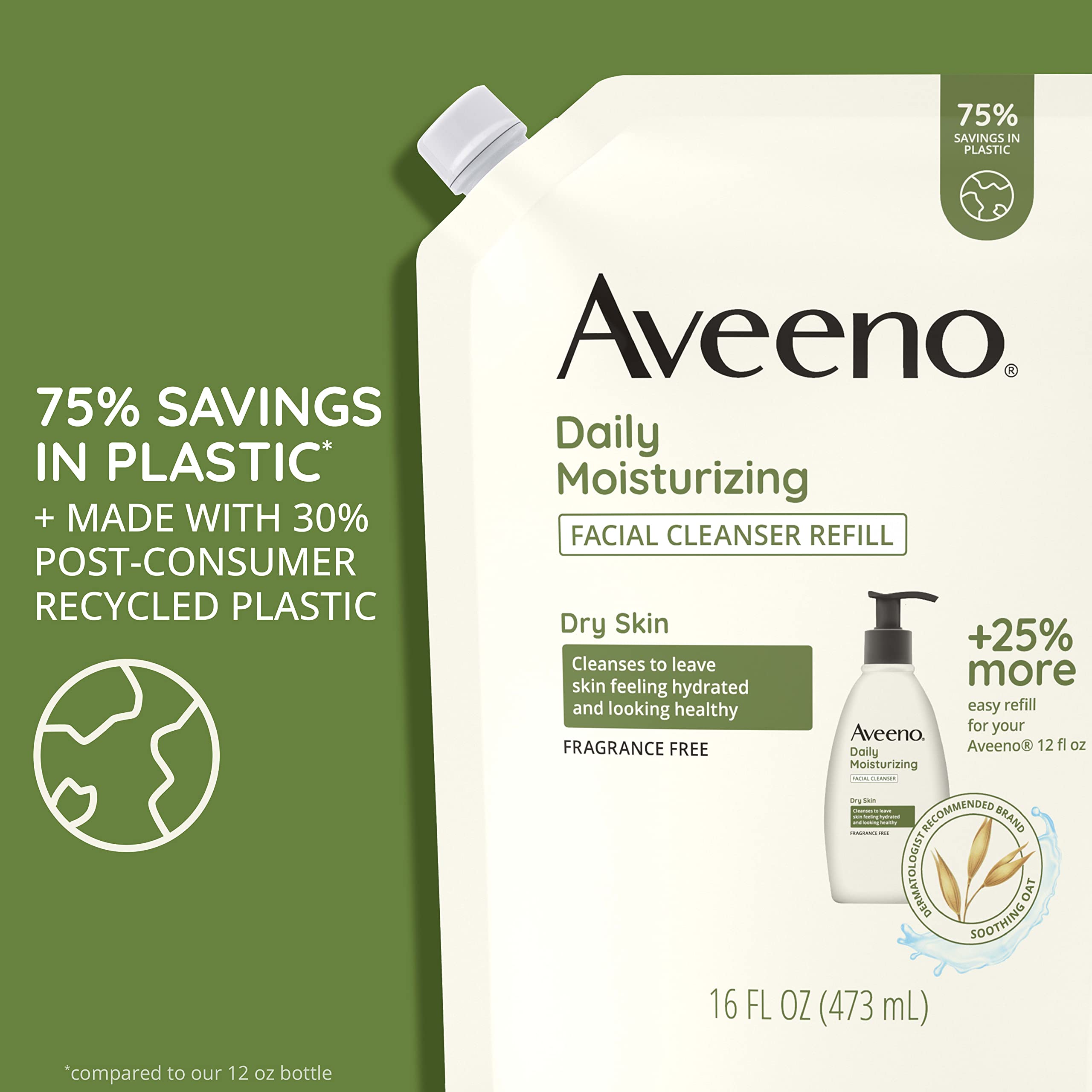 Aveeno Avena No Transgénica como ingrediente clave para una limpieza suave.